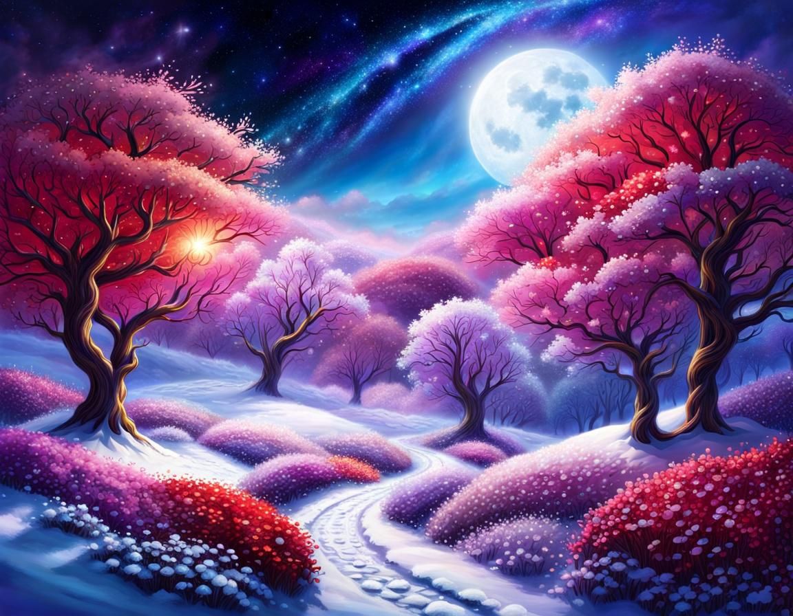 Spring Night Flower Path  by @FrancesFantasy