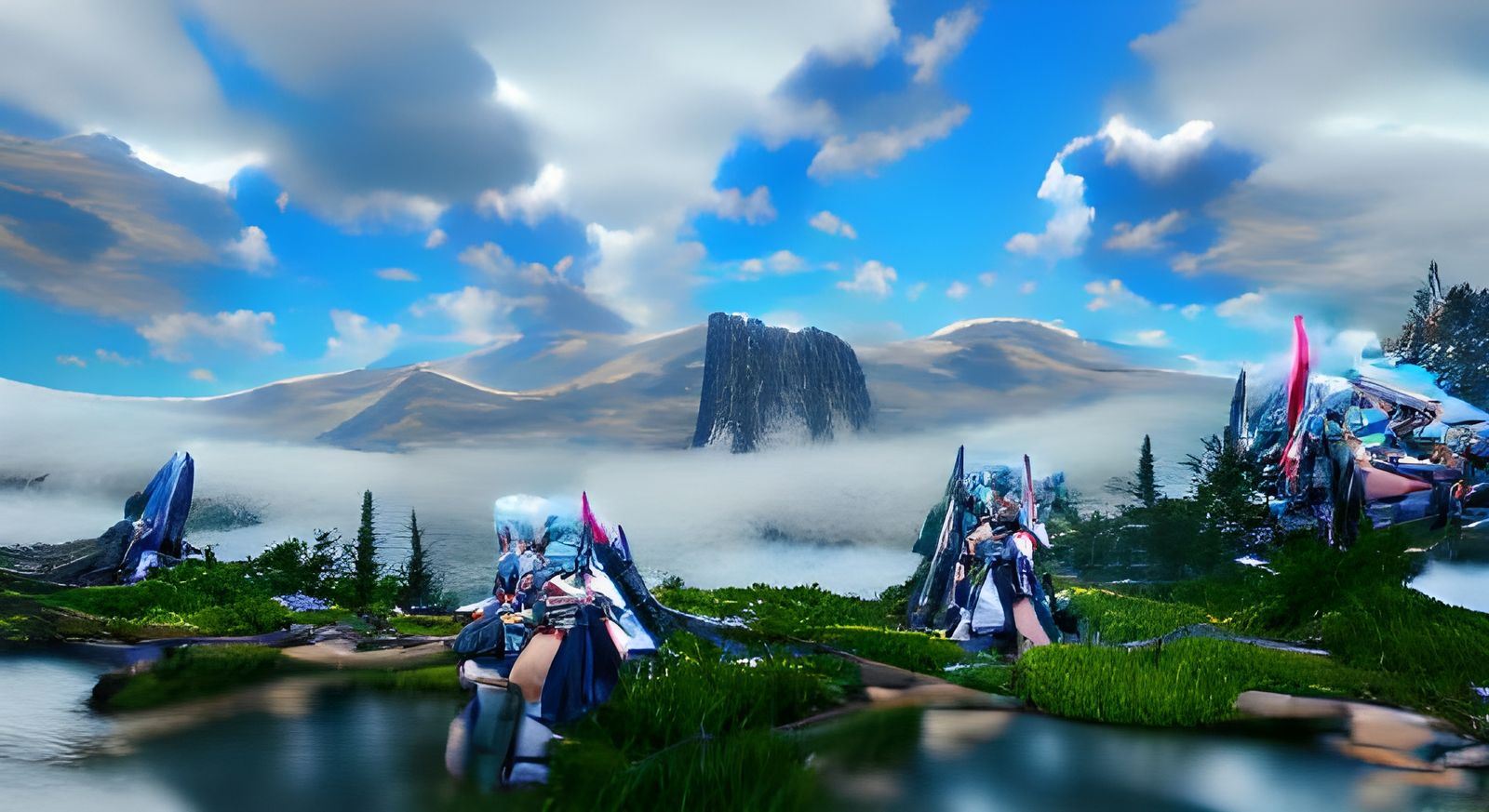 Xenosaga kosmos, Monado, Xenoblade chronicles 2, Calm atmosphere, Beautiful  cloudy mountain landscape, 8k resolution, digital art, Unreal Engine - AI  Generated Artwork - NightCafe Creator