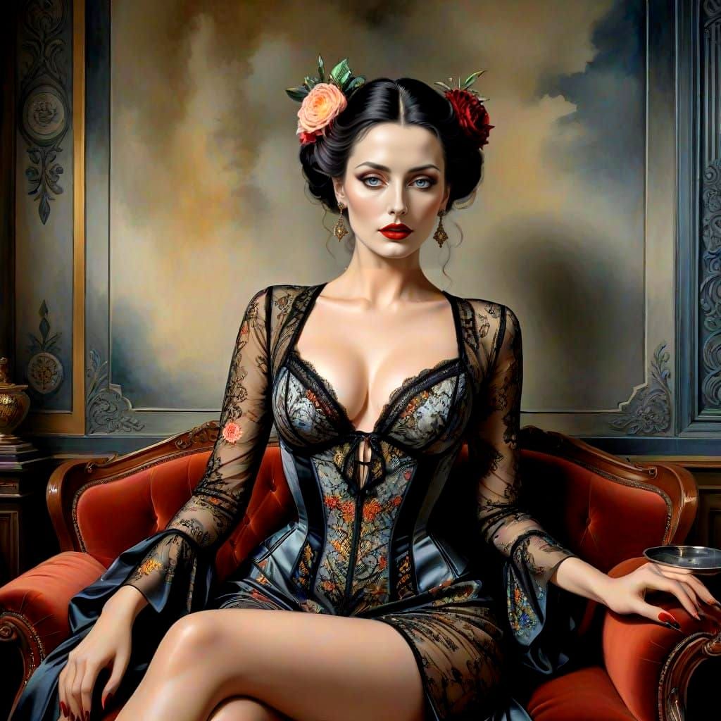 Surreal Gothic Lady in Dreamlike Surroundings