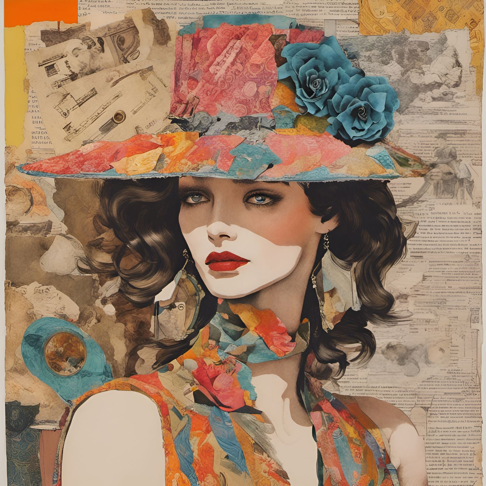 1970s meets 1990s fashion illustration colorful 3D collage