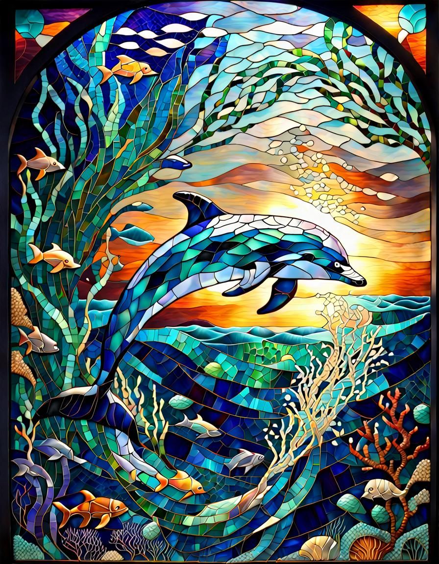 Stained Glass Dolphin  by @Bellemia