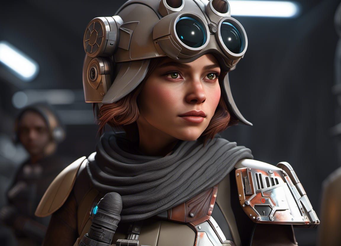 Beautiful female Mandalorian bounty hunter 