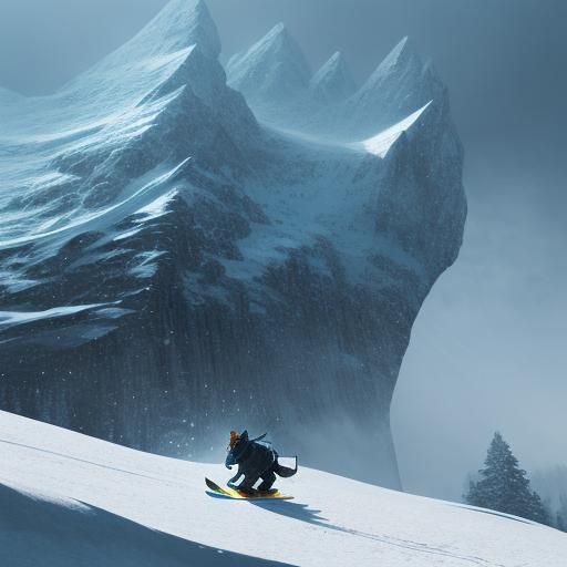 Mouse Snowboarding in Winter Wonderland