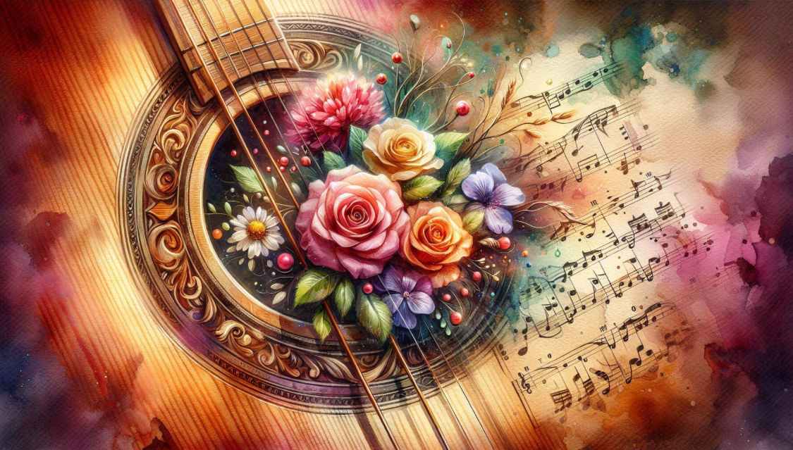 Guitar with flowers