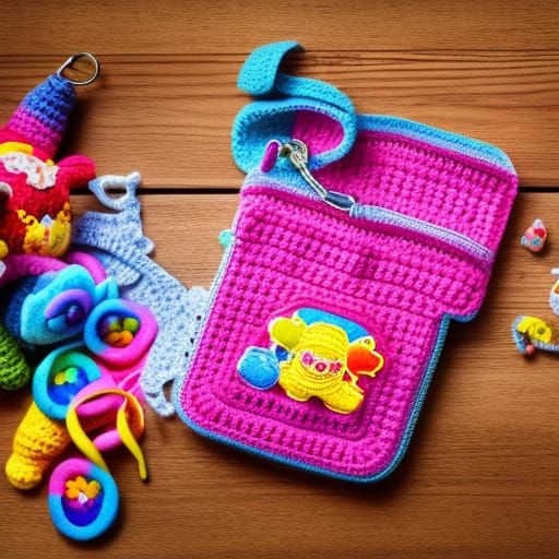 Crochet purse , Lisa Frank , Care Bears