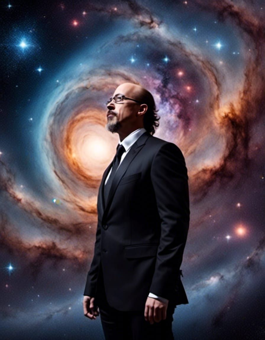  1 Man <lora:Hubby:1.0> in a cosmic dreamscape <lora:CosmicLightningDream:1.0>