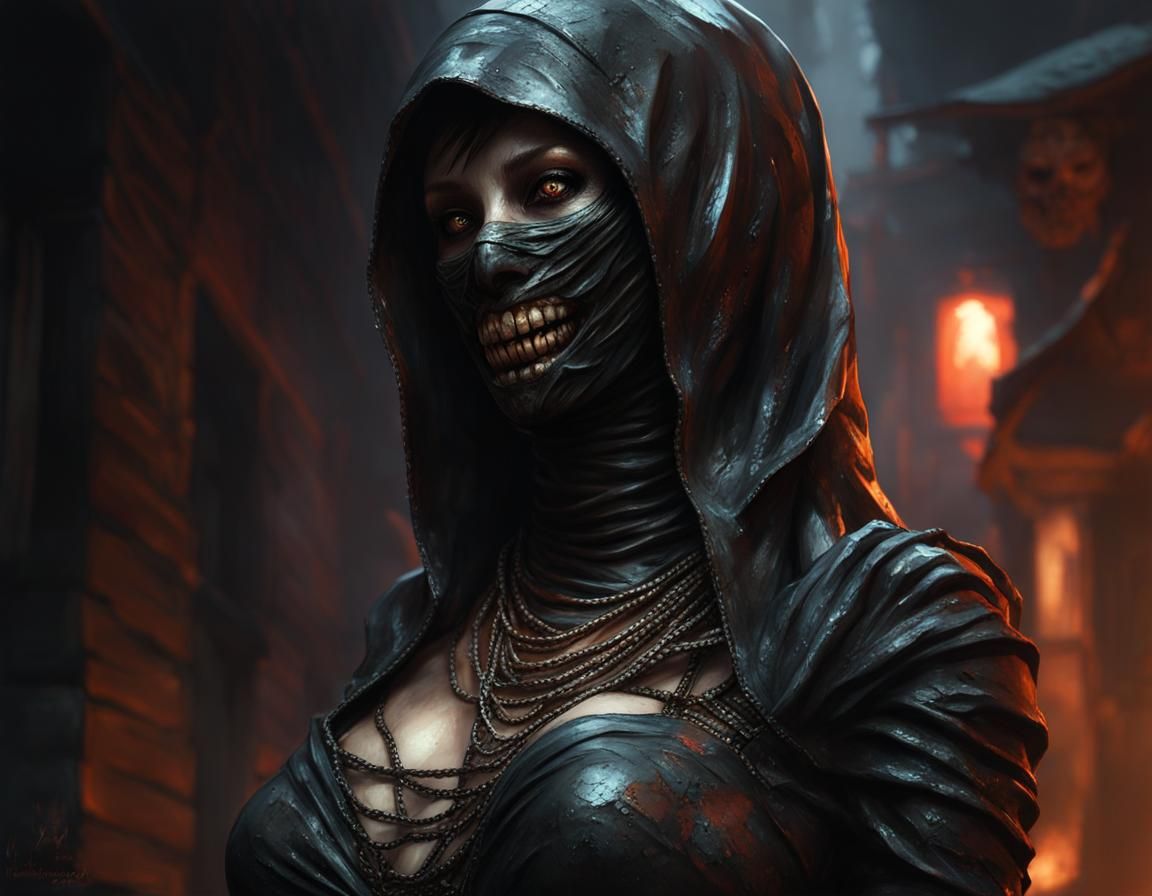 Female mummy made of tight black latex, tight and wet latex ...