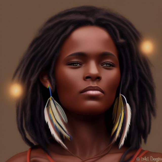 Beautiful dark skinned indigenous African American Indian. D...