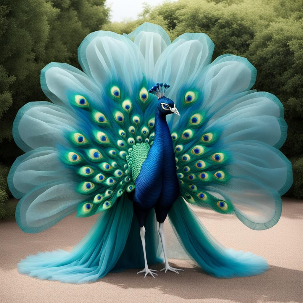 Peacock in tulle