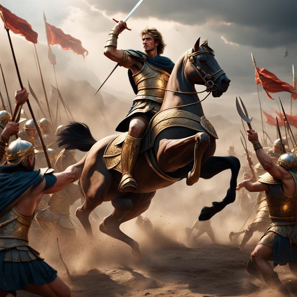 Alexander the Great during a combat
