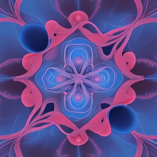 The delicate space filled with blue ntricate red threads Ind...