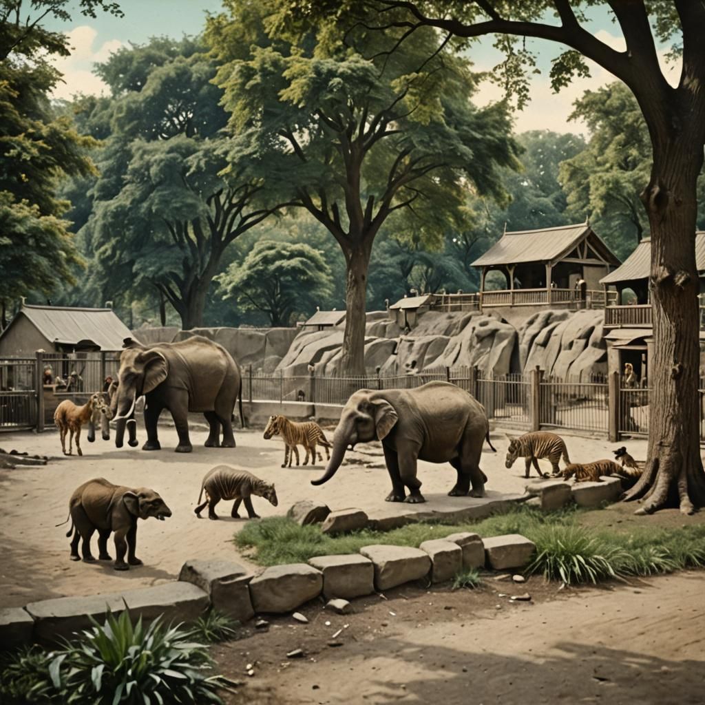 Photochrom postcard of a zoo in 1910
