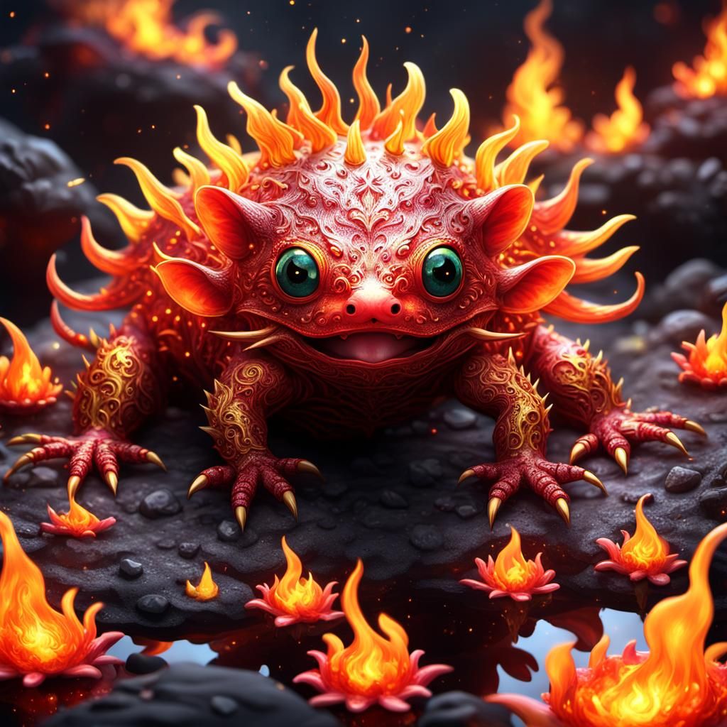 cute fire axolotl