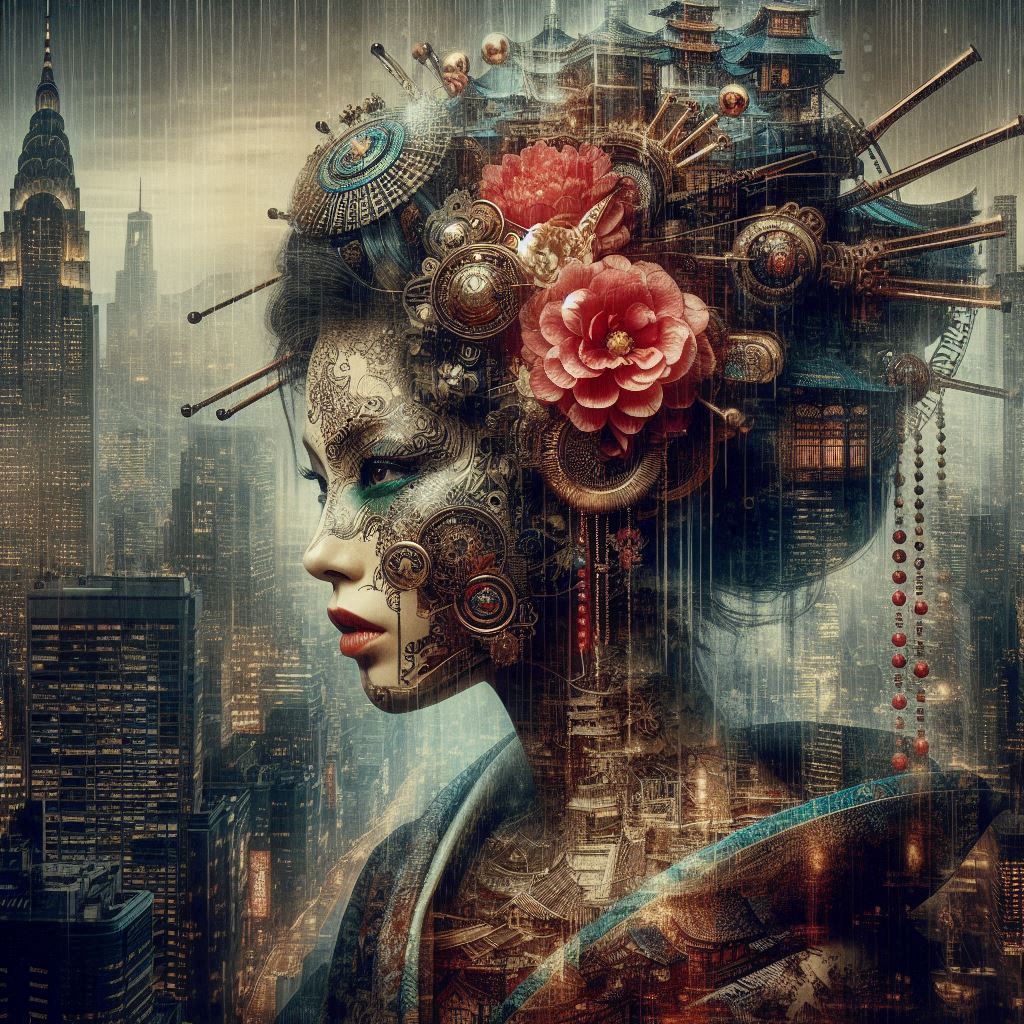 double exposure beautiful fantasy portrait landscape..