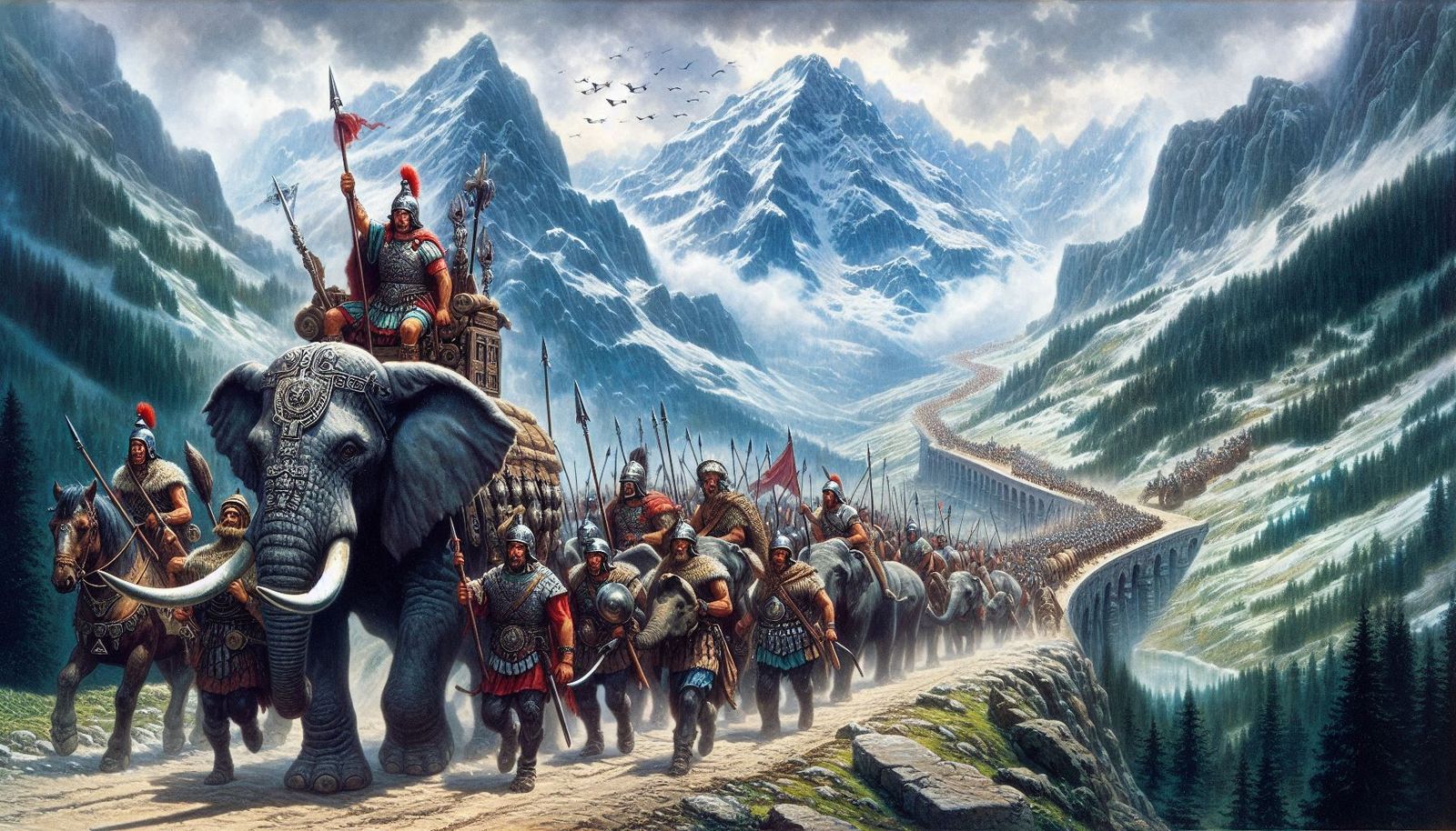 Hannibal's army crossing the Alps