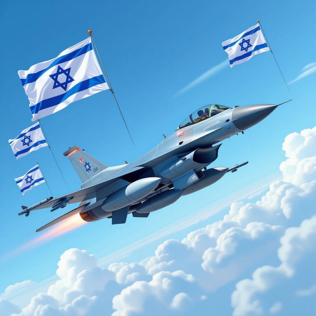 Israeli Fighter Jet Soaring in a Futuristic Style