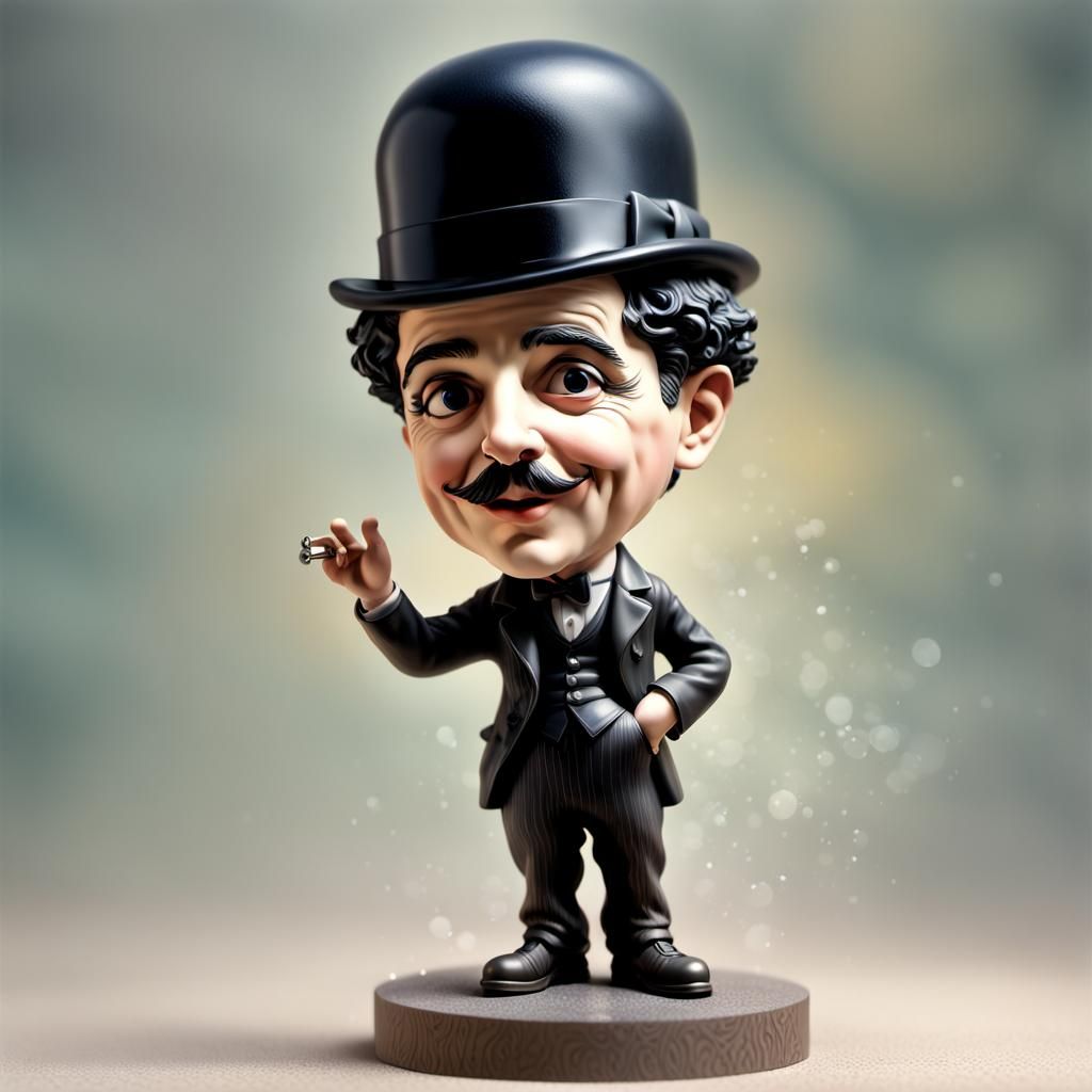 A bobblehead, Charlie Chaplin.  by @Suz
