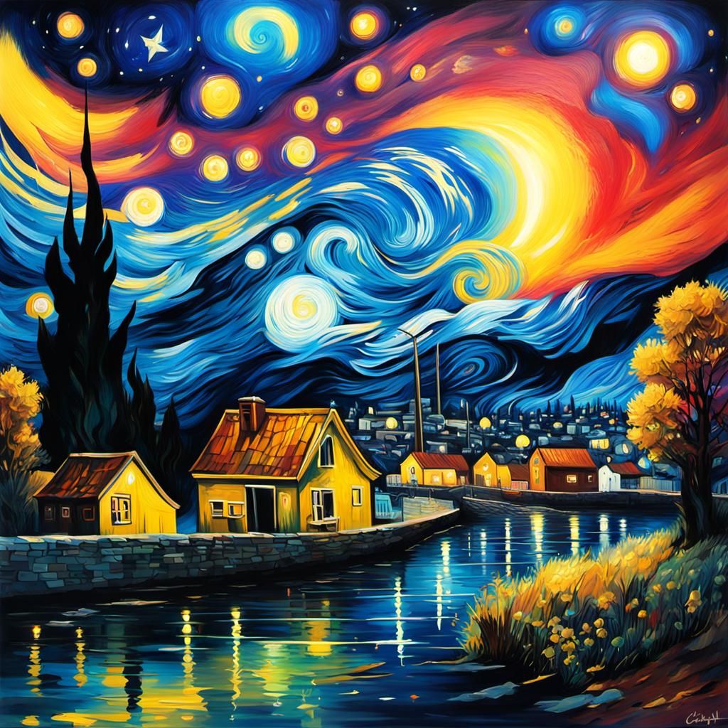 Van gogh starry night but as the rapture occurs