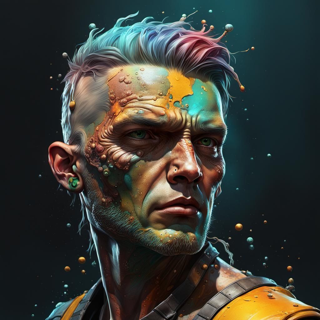 Hyperrealistic wastelander, splash art, concept art, mid shot ...