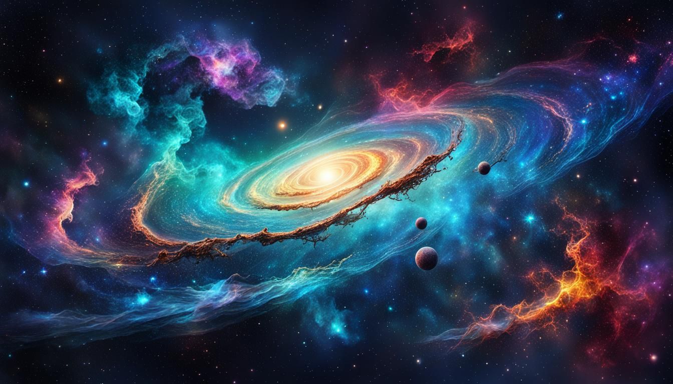 Space nebula and galaxy