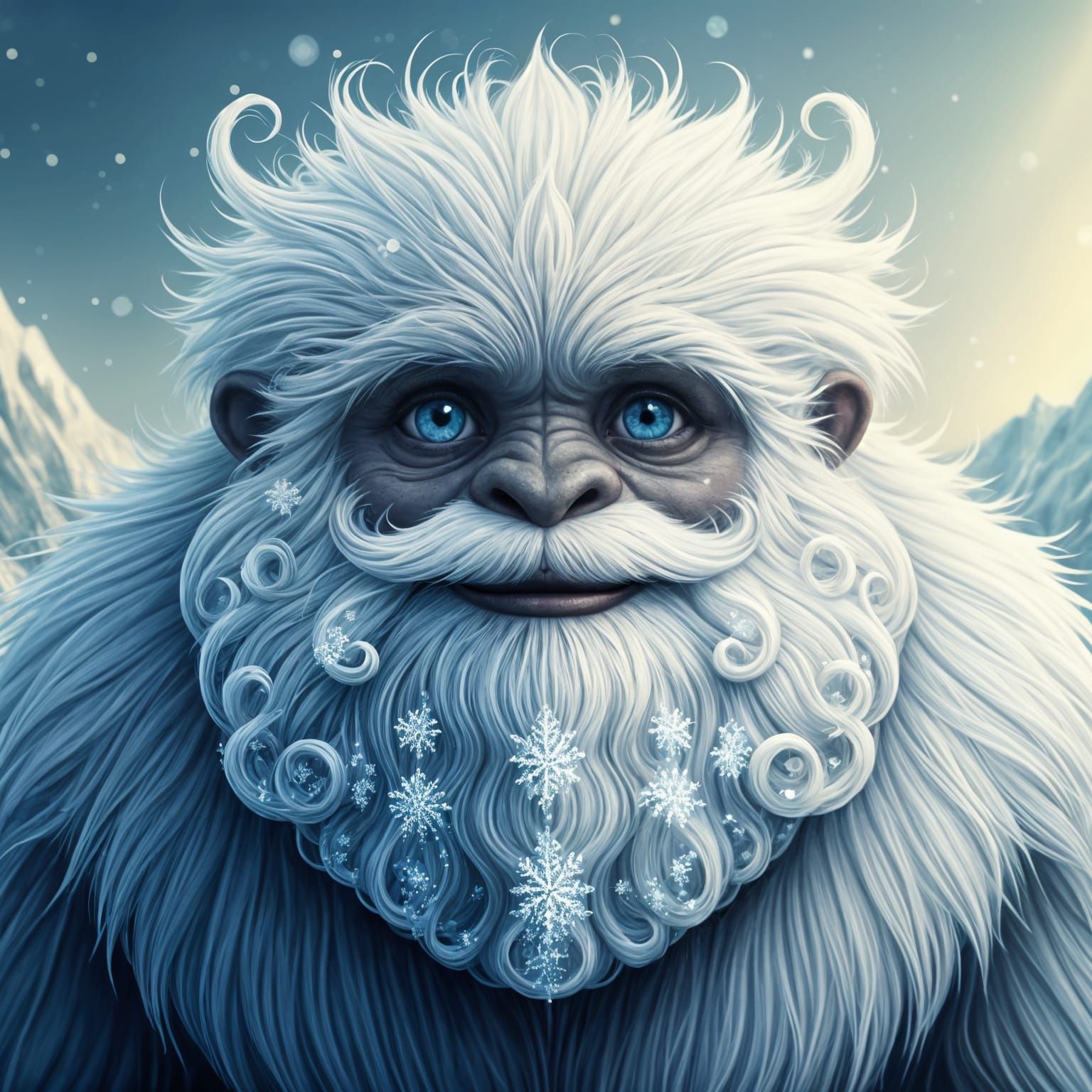 Yeti with a whimsical beard  by @Tiny Pearl Cat