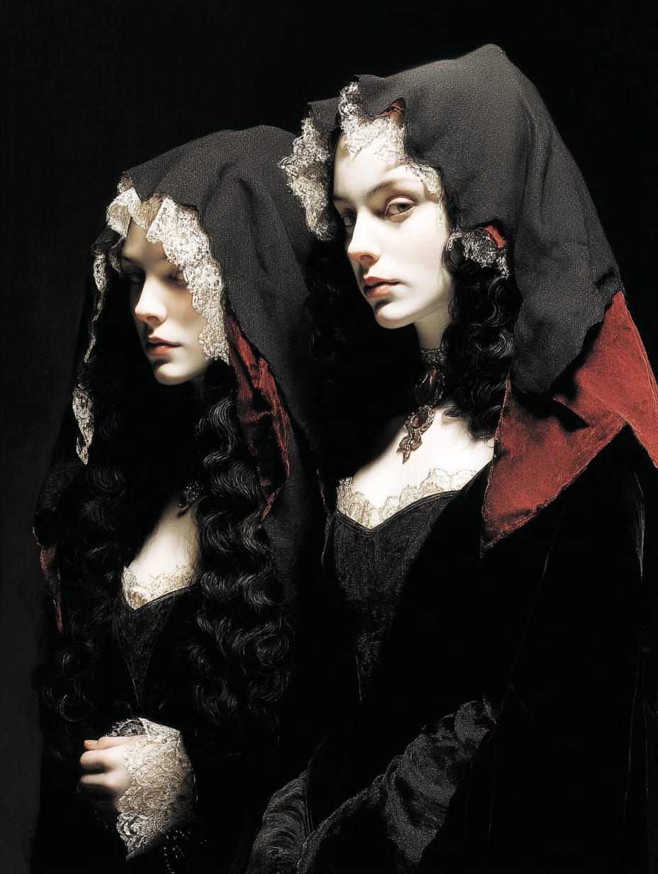 "Twins born of moonlight and mourning, veiled in velvet and silence."