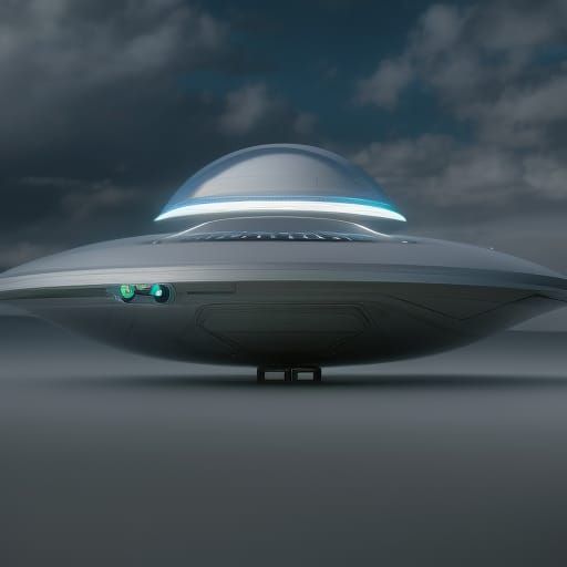 An insanely hyperdetailed stunning breathtaking UFO, with a sleek and ...