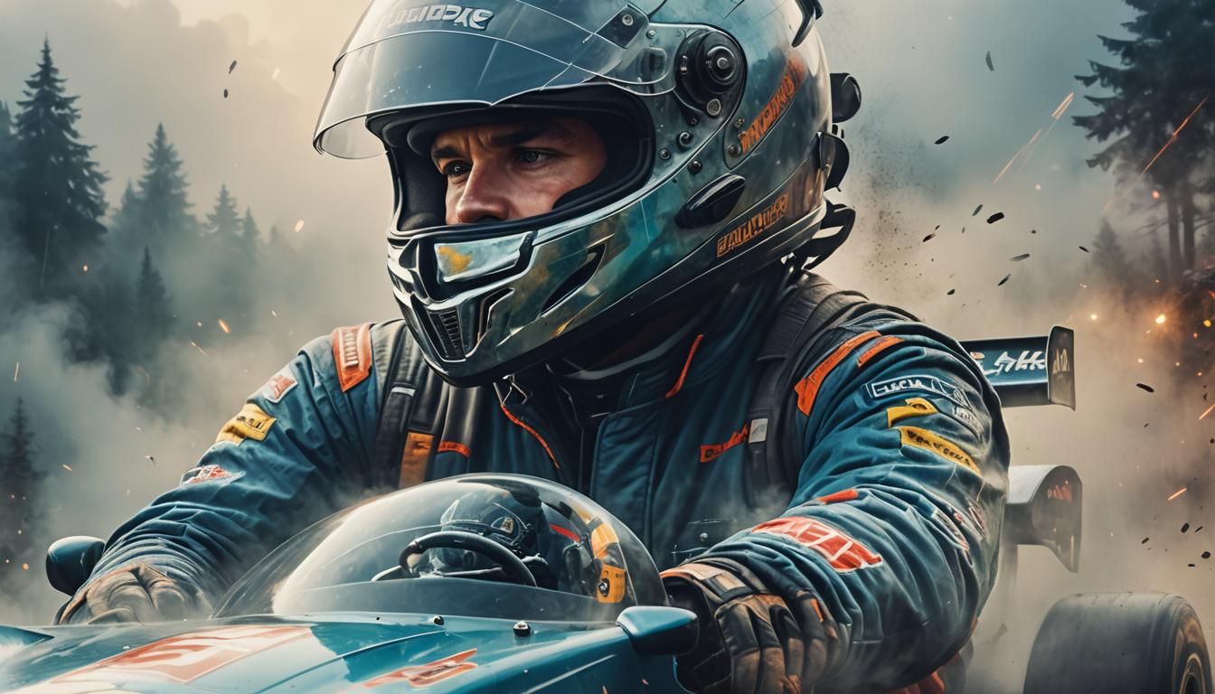 Double Exposure

Male race car driver in a helmet.

Portraya...