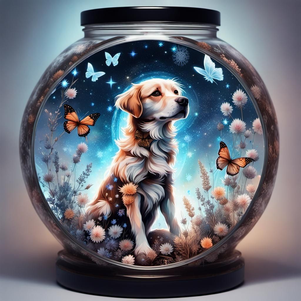 Dog in a jar - AI Generated Artwork - NightCafe Creator