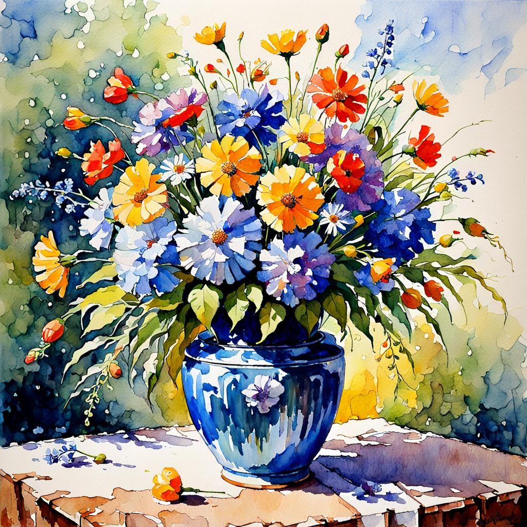 too much nice flowers watercolor