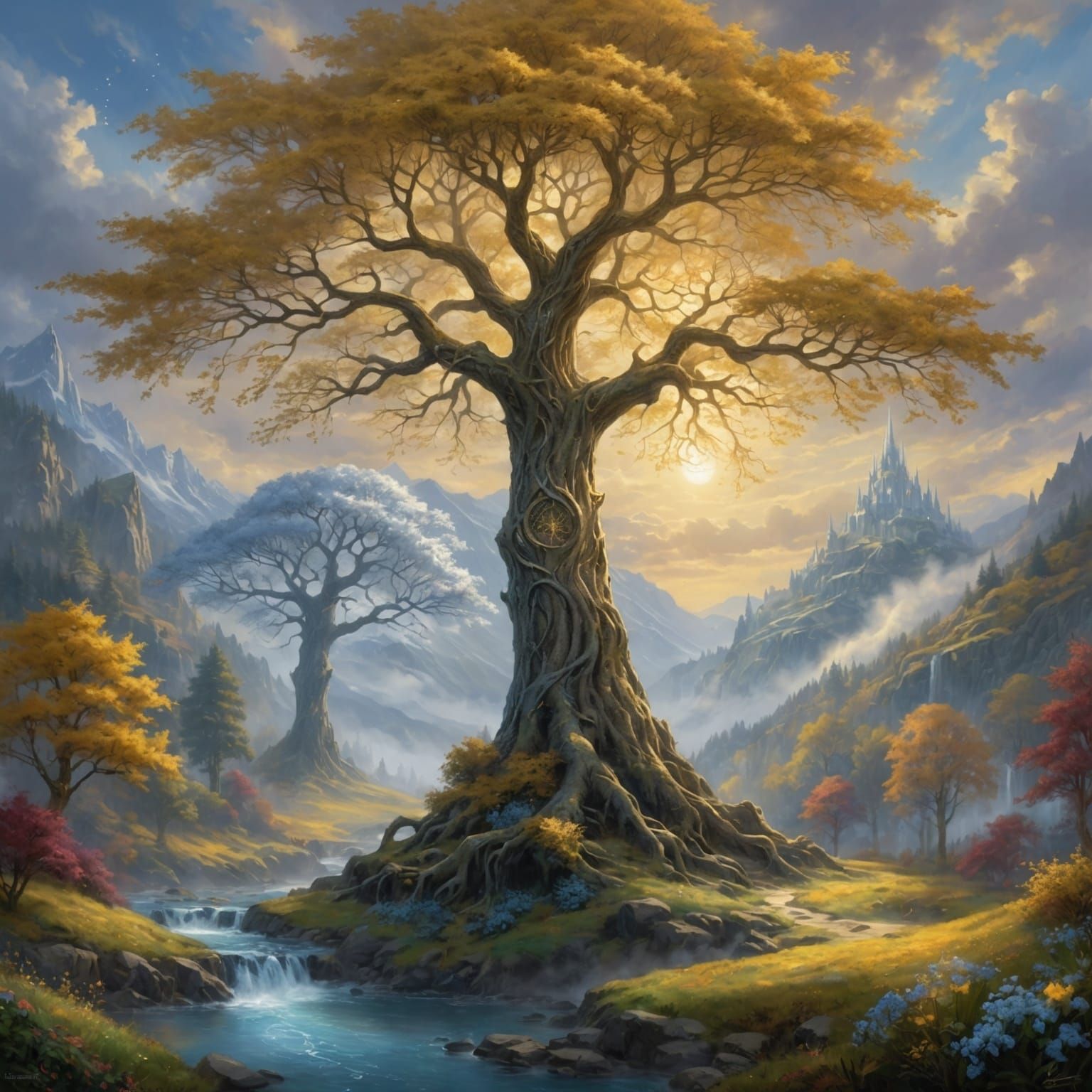 The Two Trees of Valinor -  Laurelin (the Gold Tree) and Telperion (the Silver Tree)  by @Earendiel
