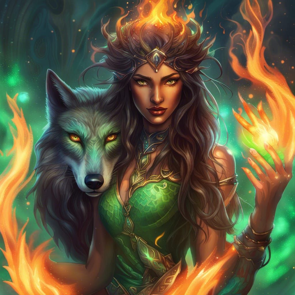 Connection between wolf and lady