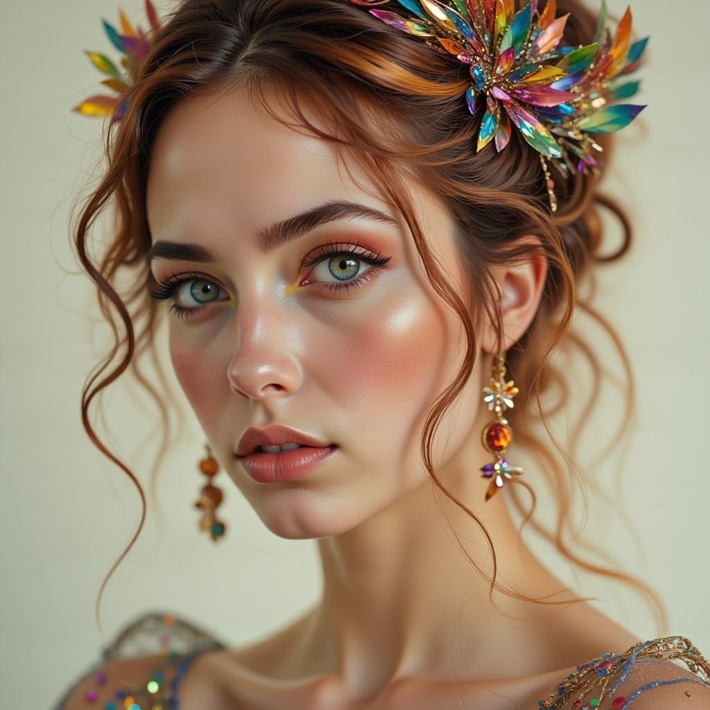 Vintage portrait photography. Close-up. A beautiful woman wi...