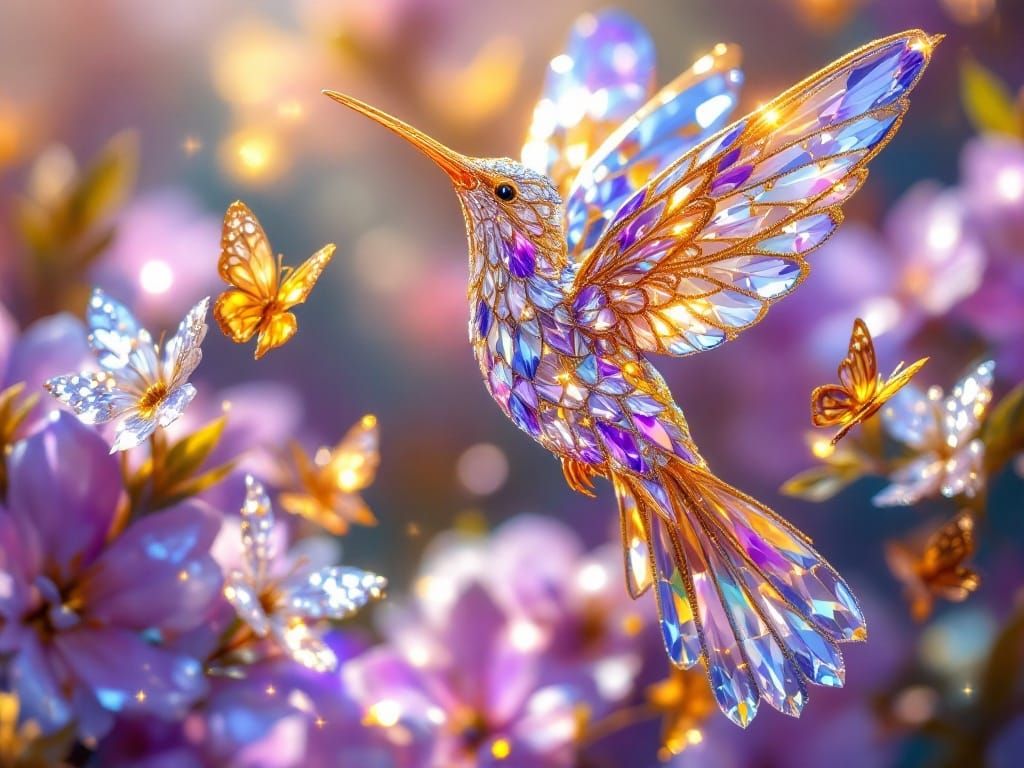 Crystal hummingbird.  by @Ylona