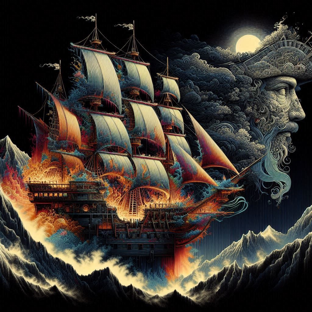 Pirate Ship Crafted Entirely from Fire 2