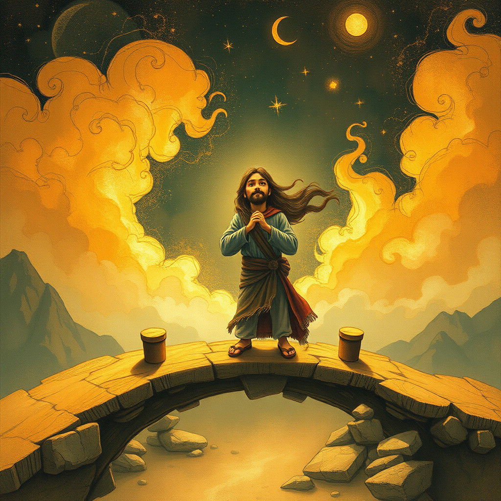 Elad Builds a Bridge of Hearts: Mystical Illustration