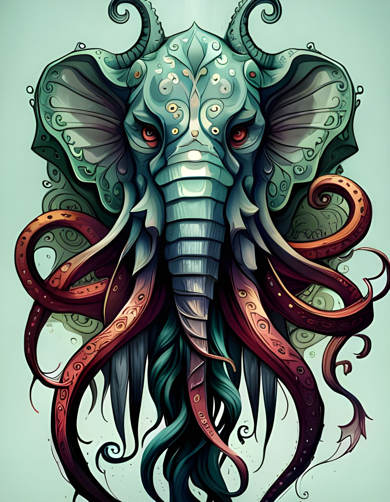 cthulhu elephant  by @Humbugle