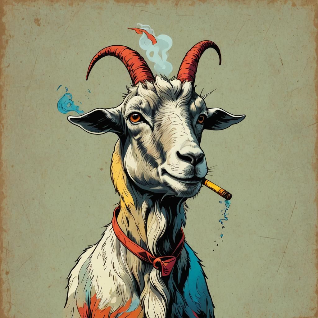 Smoking Goat! - AI Generated Artwork - NightCafe Creator