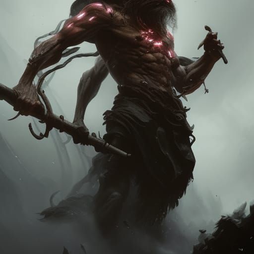 Dark zeus with lightning in eyes