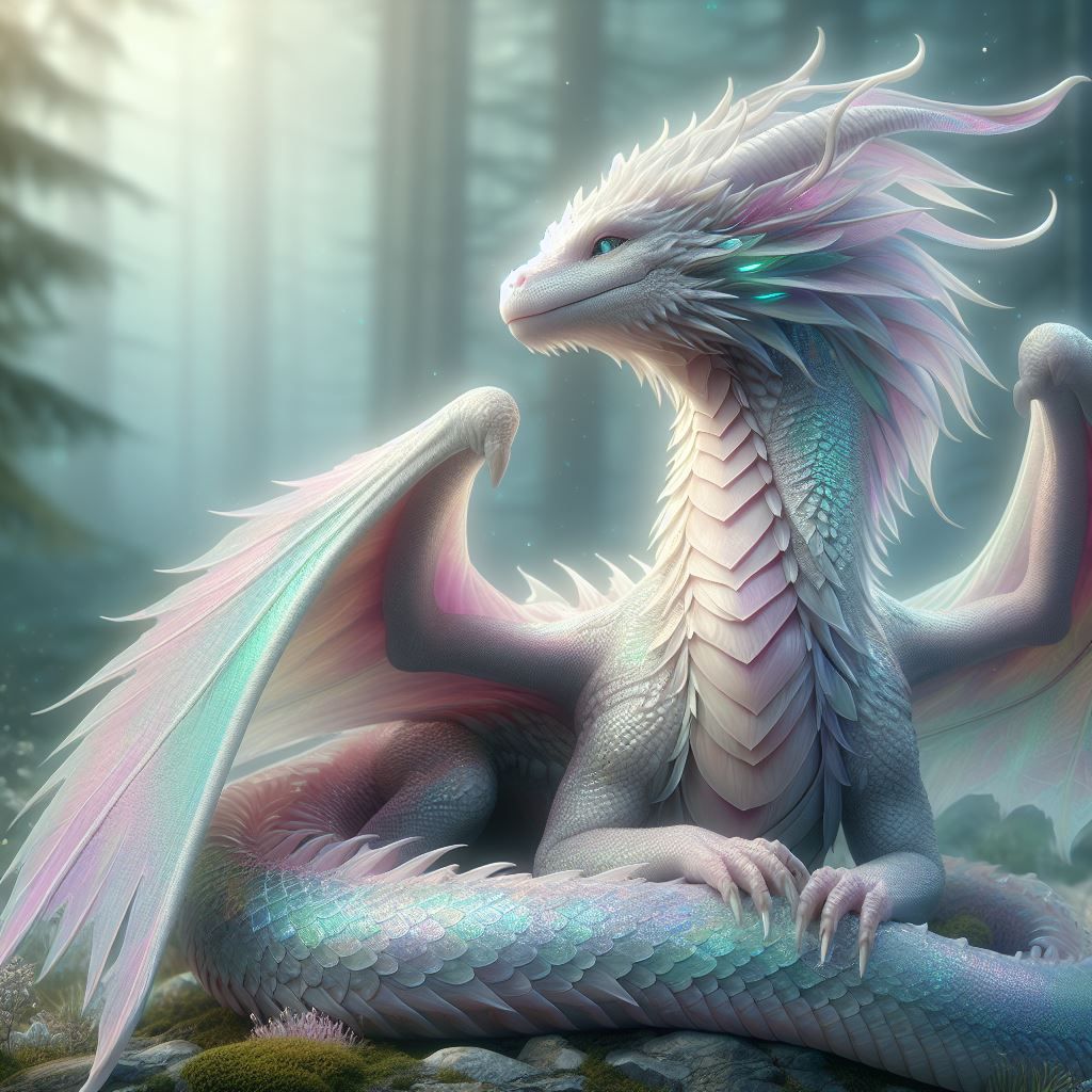 Pastel photorealistic dragon