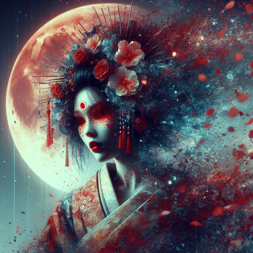 double exposure beautiful fantasy DALL-E 3 portrait landscap...