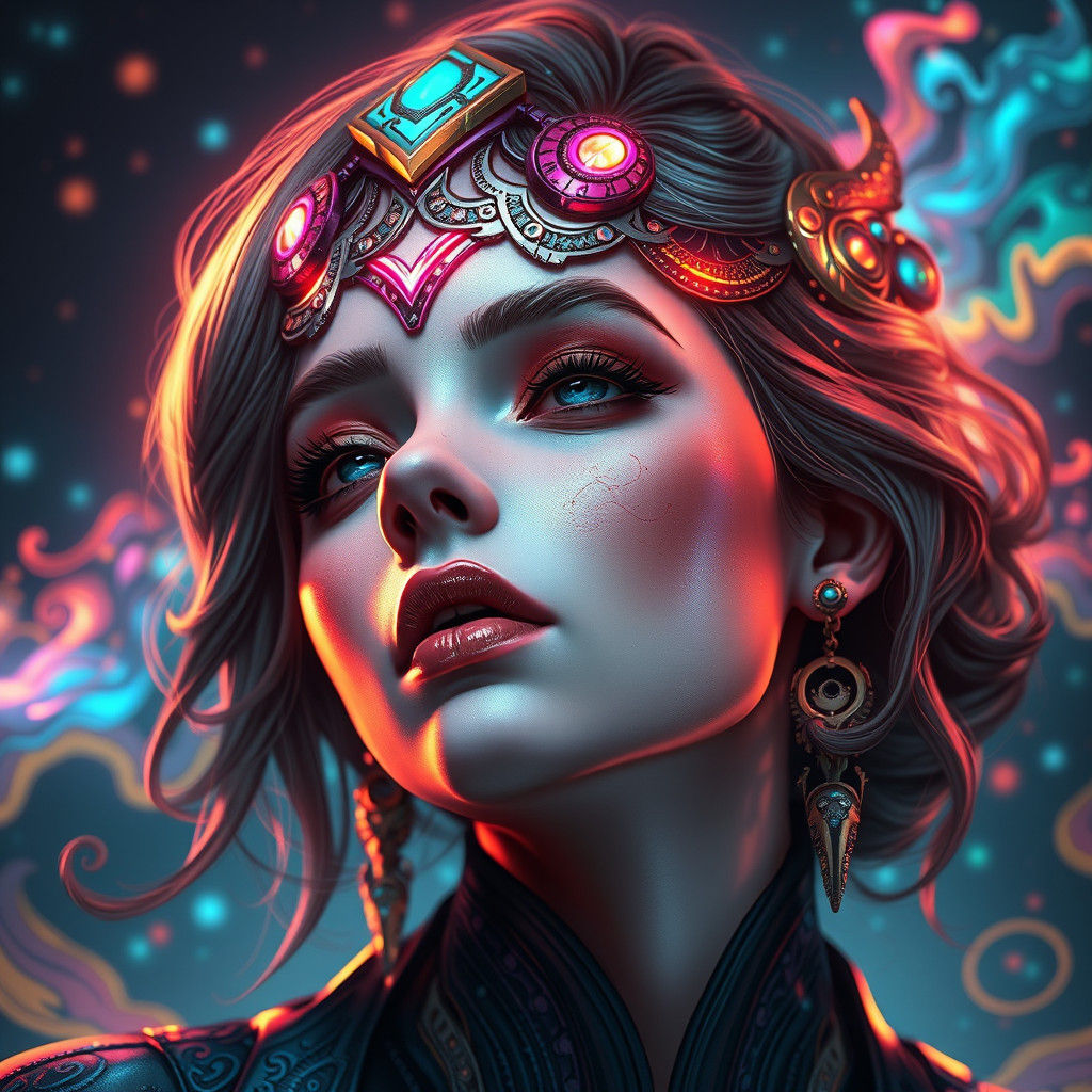 Hyper-Detailed Portrait in Art Nouveau Style