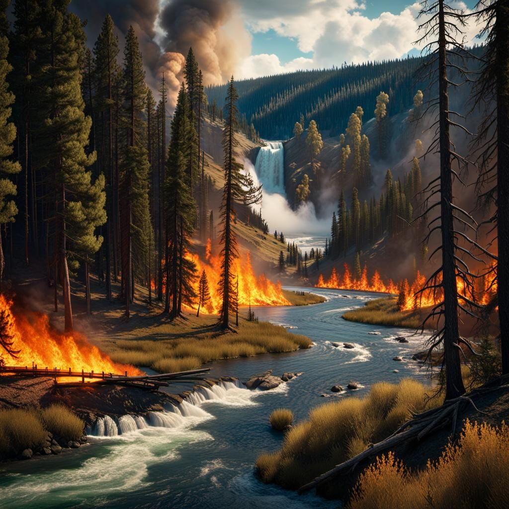 wildfire yellowstone national park 1988 - AI Generated Artwork ...