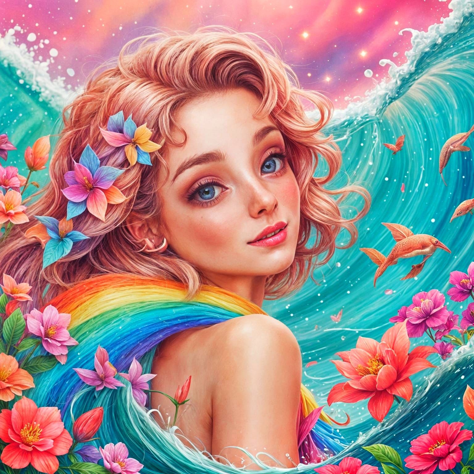 AI Image of Heart, Sparkle, and Flower Emojis