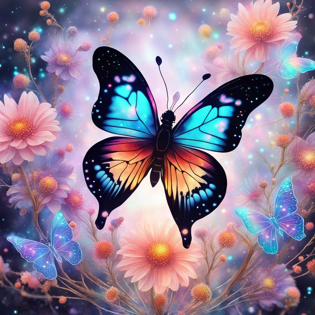 Butterfly with flowers - AI Generated Artwork - NightCafe Creator