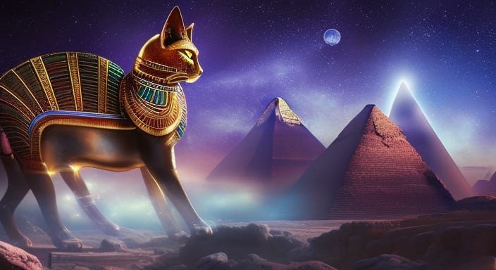 Egyptian Goddess Bastet on a alien planet 3 - AI Generated Artwork ...