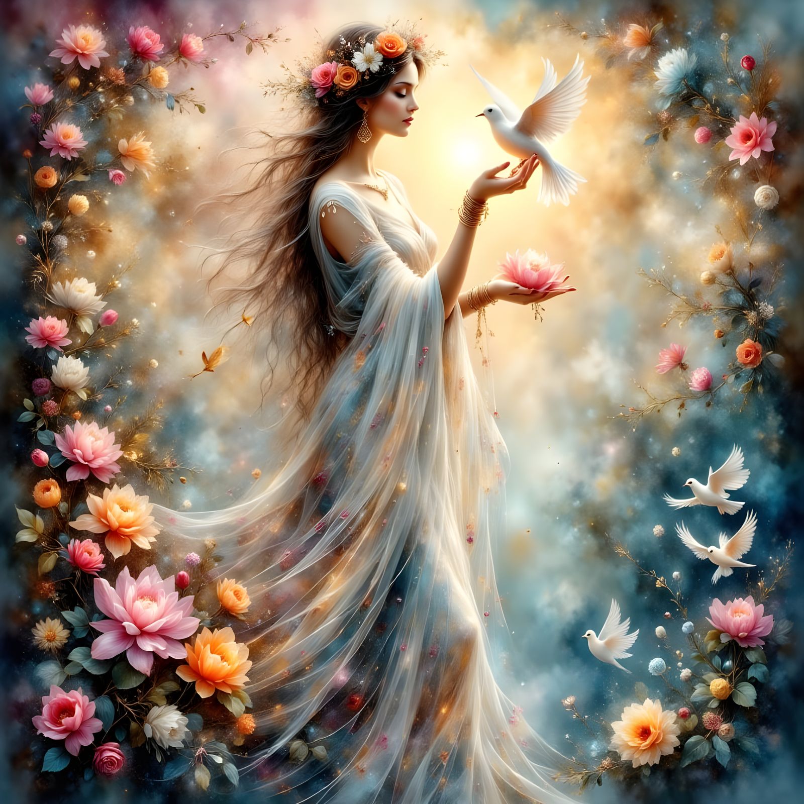 Flora: The Goddess of Flowers  by @MimTev