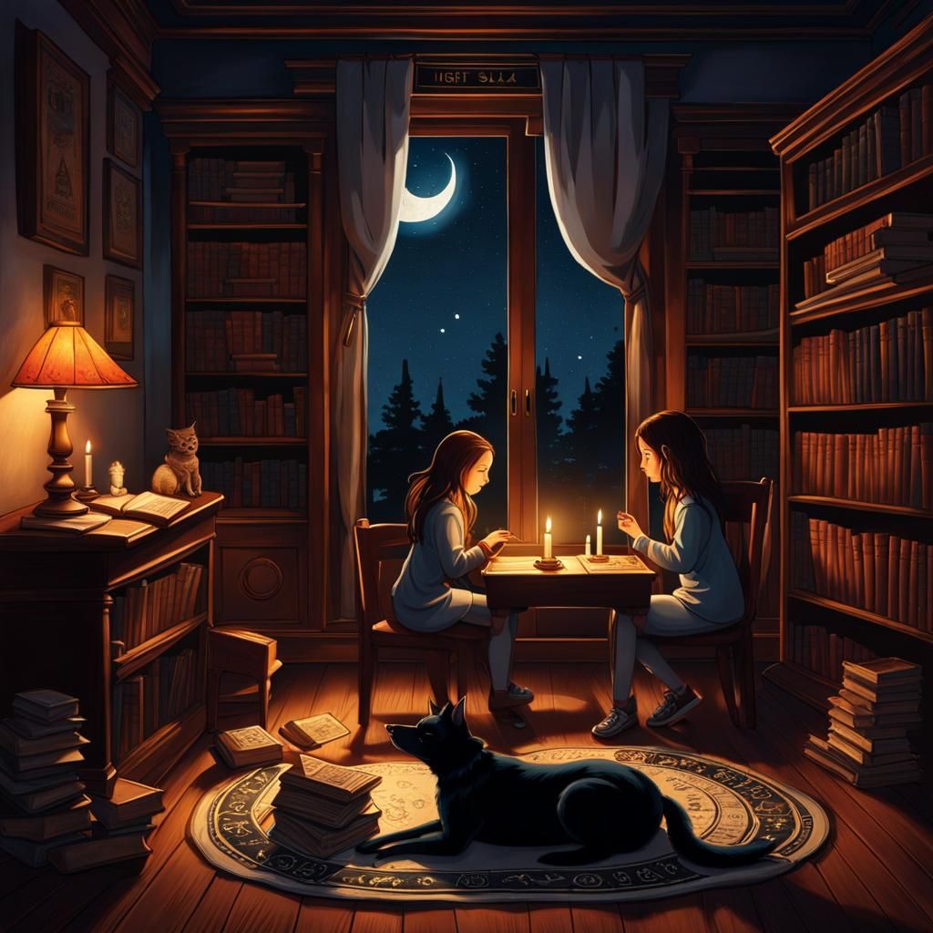 At home, reading by candle light