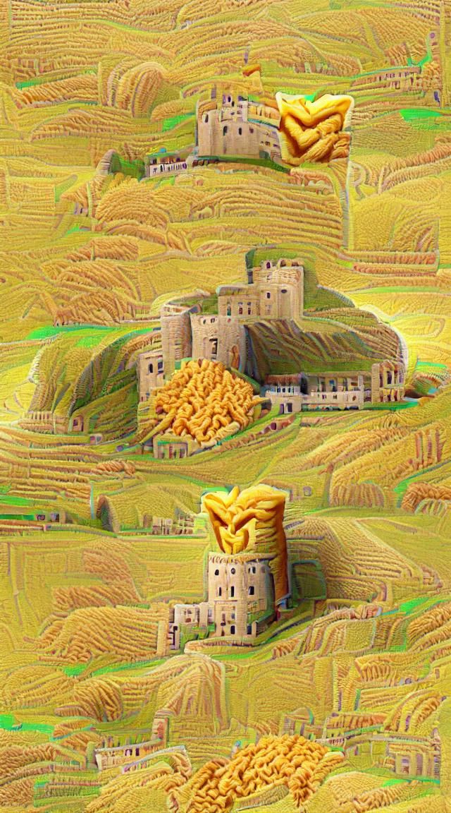 A magnificent castle perched atop a hill in an idyllic valle...