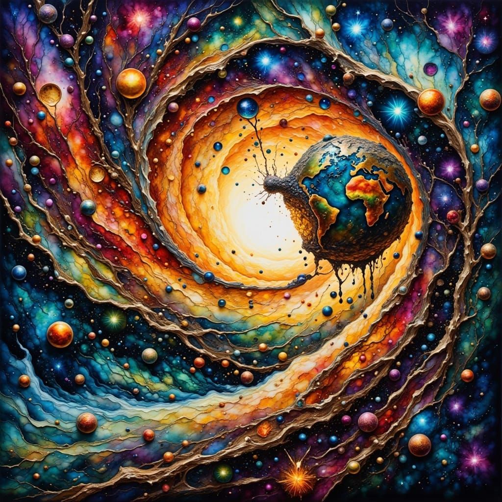 Asteroid Entering A Wormhole